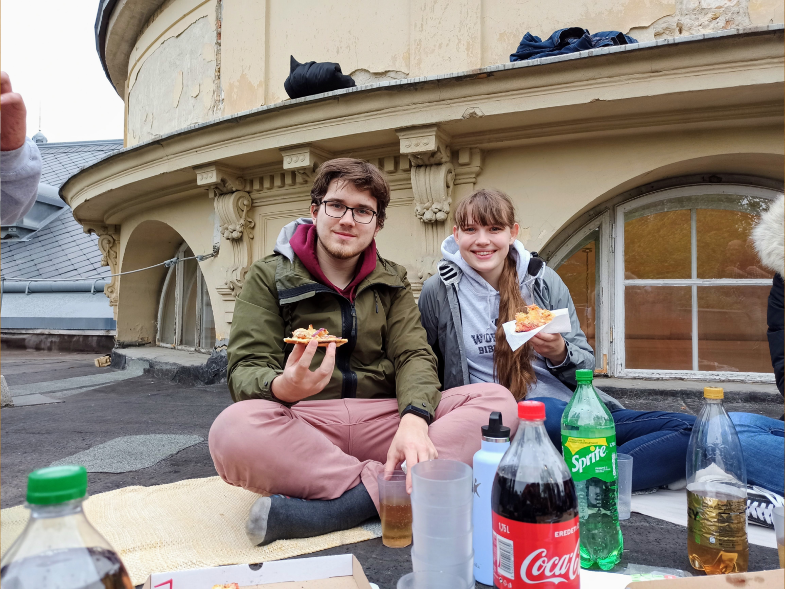 Pizza on the castle roof
